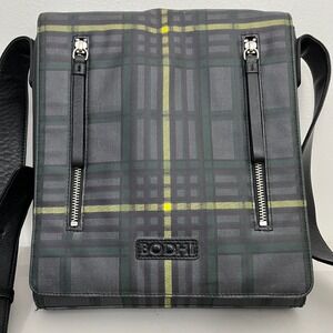 BODHI Plaid Leather Messenger Bag Crossbody Travel Bag School Preppy Unisex